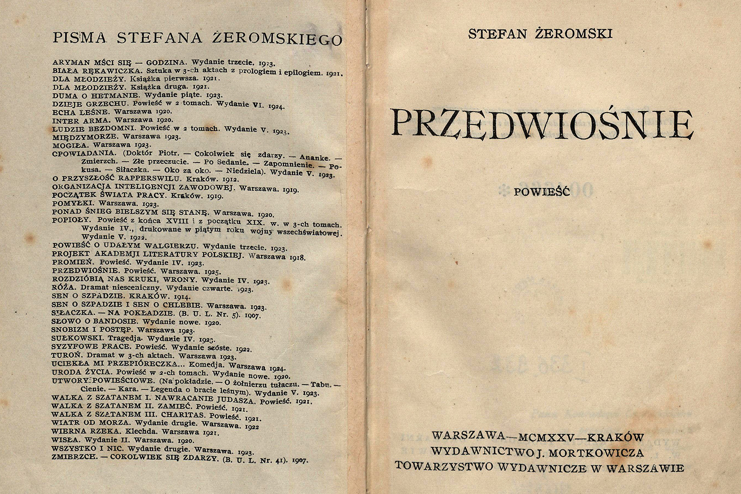 Powieść Stefana Żeromskiego „Przedwiośnie” – wydanie z 1925 roku / źródło: Biblioteka Narodowa, polona.pl